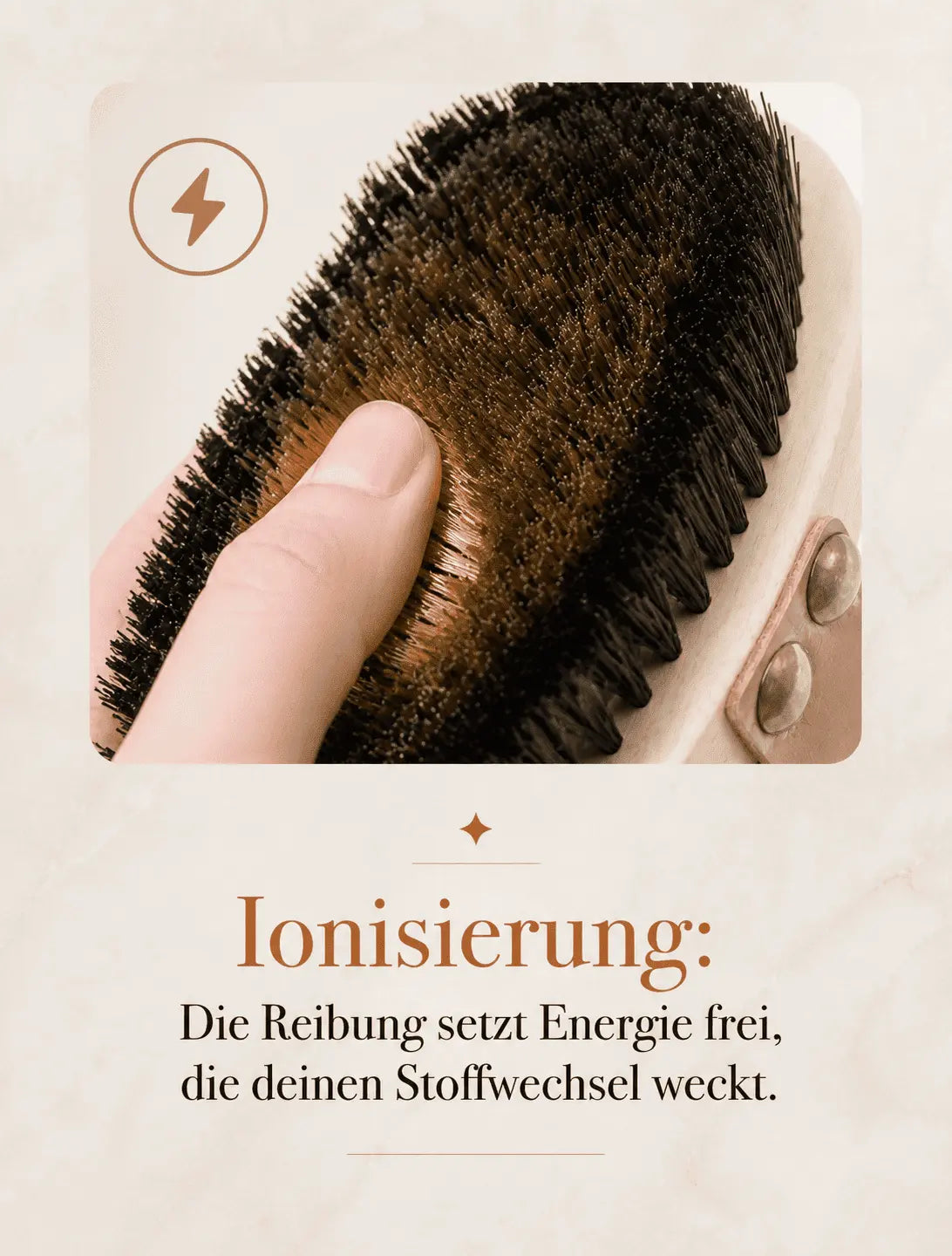 Trockenbürste mit Kupferborsten