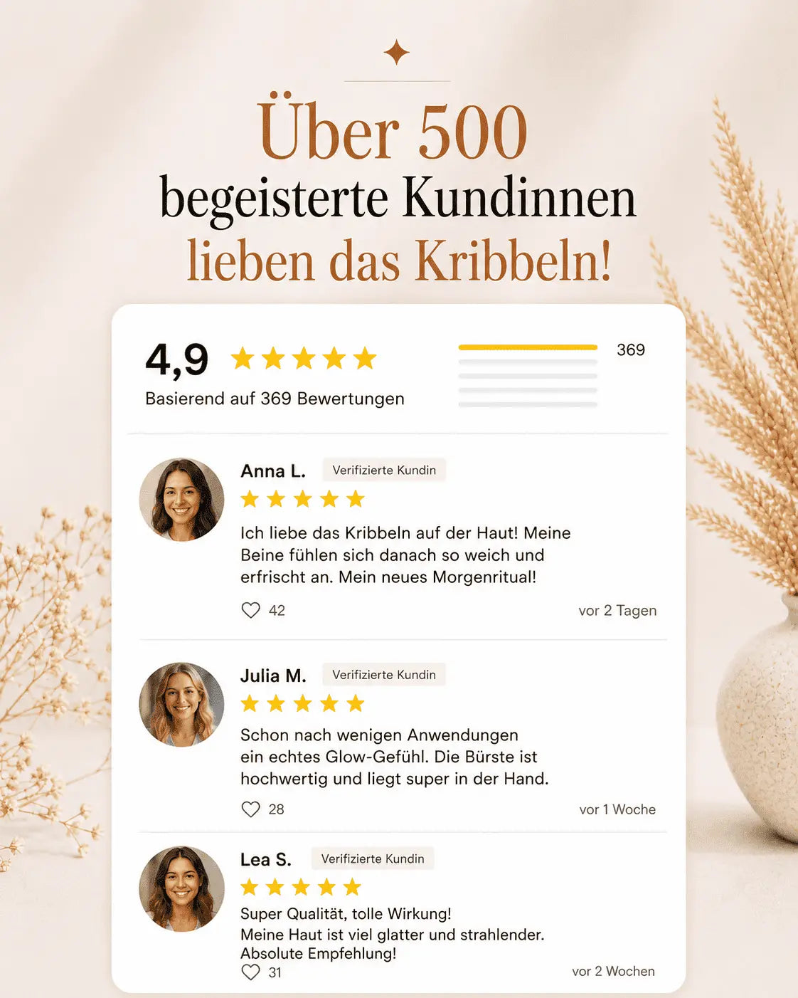 Trockenbürste mit Kupferborsten